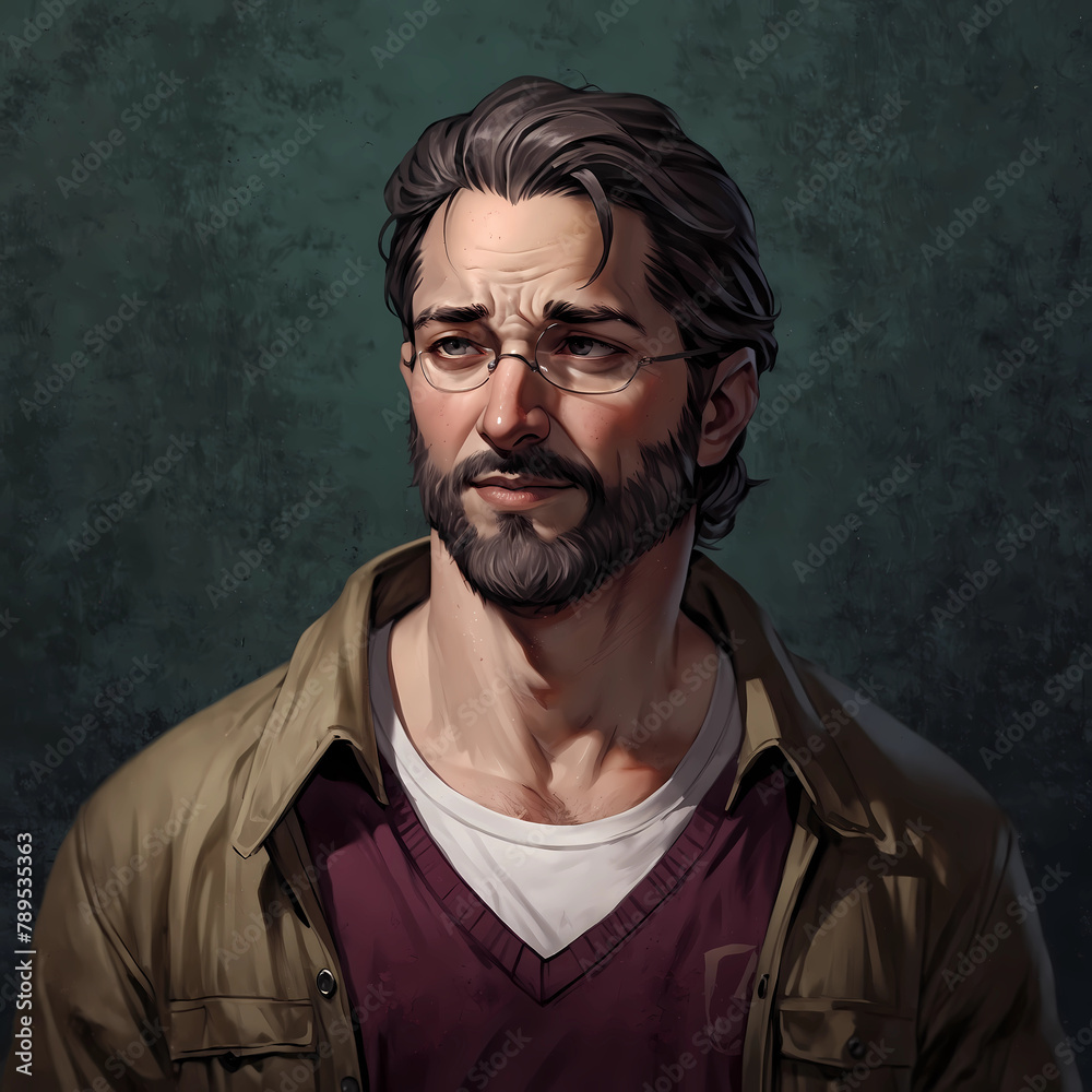 casually dressed man with glasses and beard