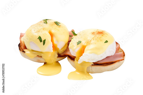 Tasty Captivating Portrayal of the Exquisite Eggs Benedict Isolated On Transparent Background 