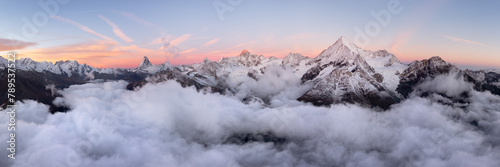 Zermatt Valley Matterhorn clould inversion at sunrise photo