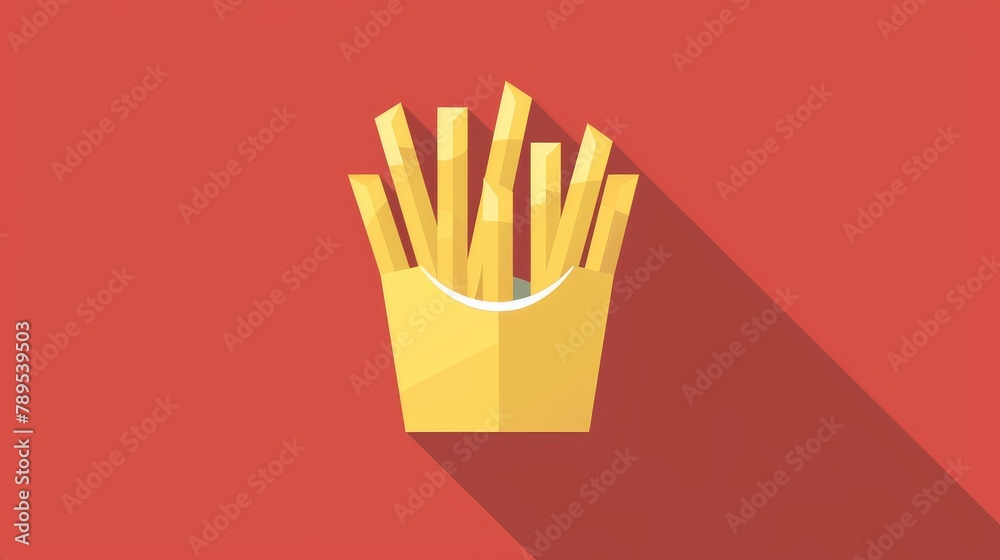 Icon depicting French fries in a flat 2d style Icon depicting French fries in a flat 2d style