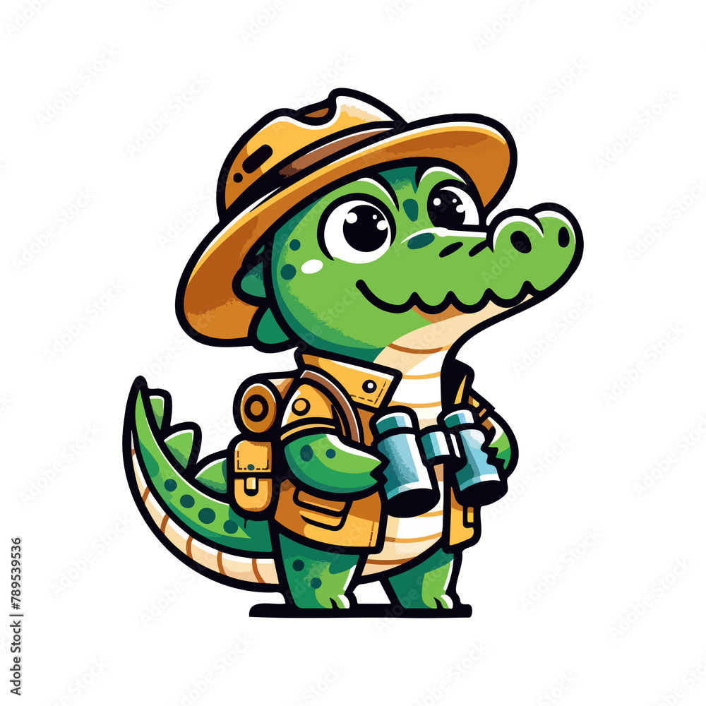 Fototapeta premium cute icon character adventure crocodile