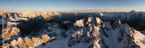 Cadini di Misurina mountains aerial Dolomiti Italy photo