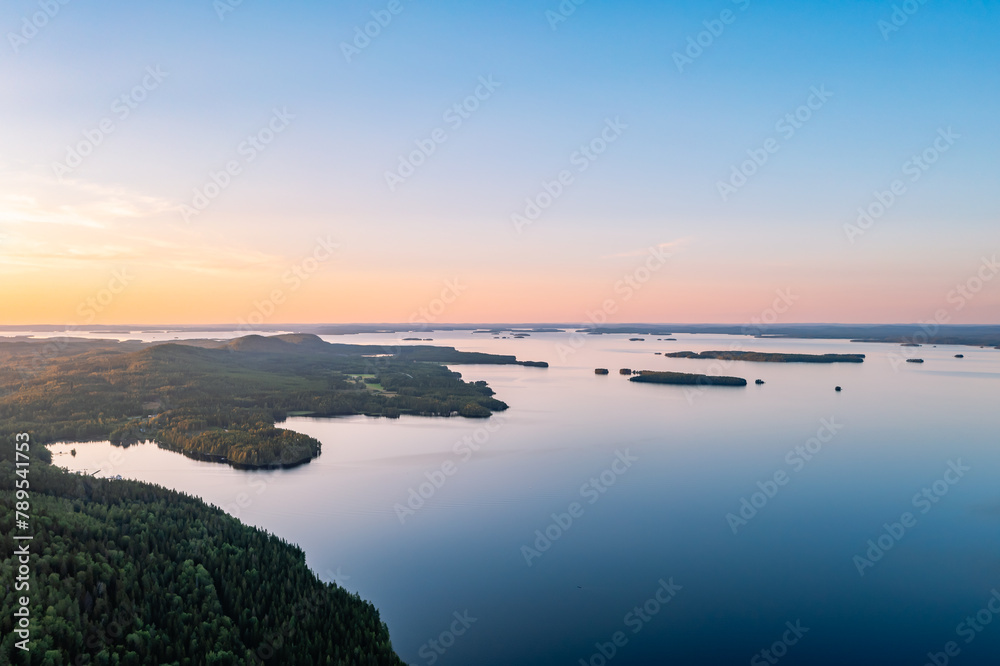Fototapeta premium sunset over the lake