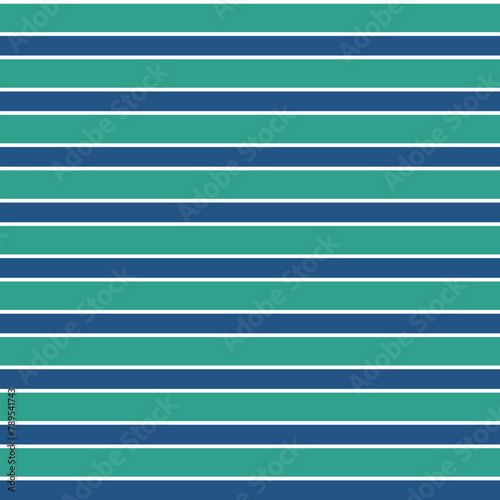 Seamless vector stripe vintage pattern with colored horizontal parallel stripes in navy, green and white background