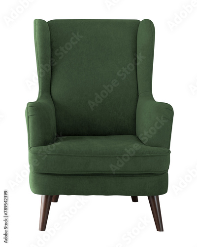Sofa png mockup in green fabric on transparent background