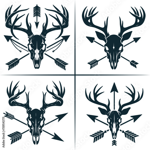 Deer Bow Hunting , Deer Skull Vector, Deer Head Vector , Bow Hunter T-Shirt Decal Gift ,  Silhouette Vector , Archery , Hunting Dad , Deer Hunting