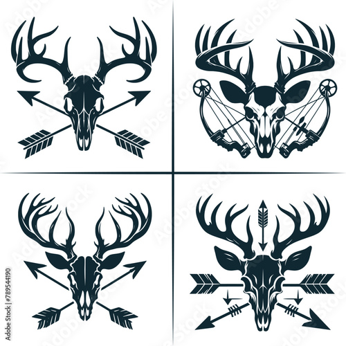 Deer Bow Hunting , Deer Skull Vector, Deer Head Vector , Bow Hunter T-Shirt Decal Gift ,  Silhouette Vector , Archery , Hunting Dad , Deer Hunting