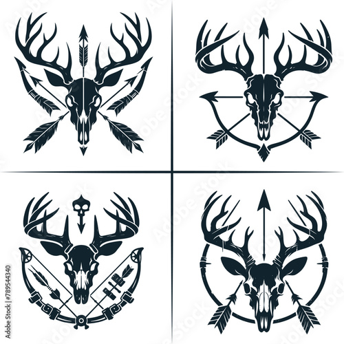 Deer Bow Hunting , Deer Skull Vector, Deer Head Vector , Bow Hunter T-Shirt Decal Gift ,  Silhouette Vector , Archery , Hunting Dad , Deer Hunting