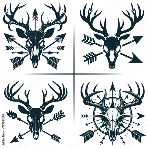 Deer Bow Hunting , Deer Skull Vector, Deer Head Vector , Bow Hunter T-Shirt Decal Gift ,  Silhouette Vector , Archery , Hunting Dad , Deer Hunting