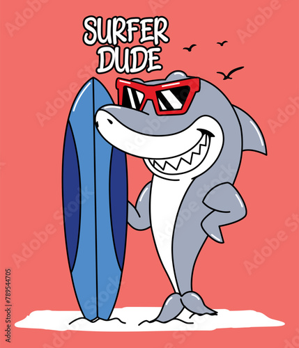 fashionable surfer shark © D GRAPHIC