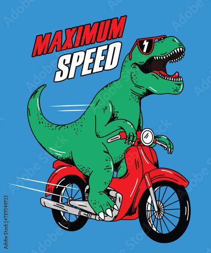 Rex dinosaur illustration on motorcycle © D GRAPHIC