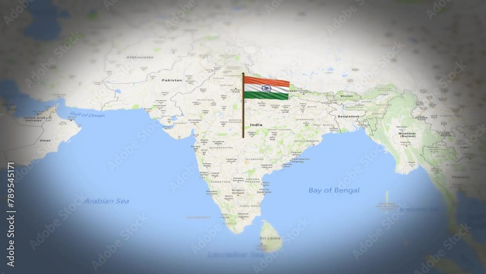 India flag showing on world map with 3d animation Stock Video | Adobe Stock