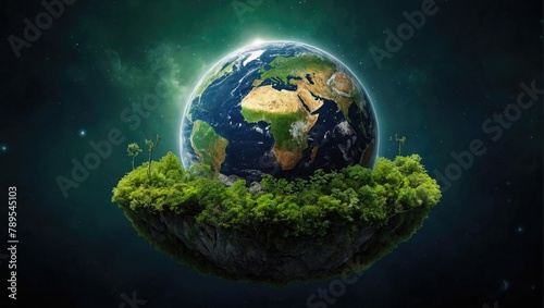 Abstract green planet Earth. The concept of nature conservation  Ecology  and the environment.