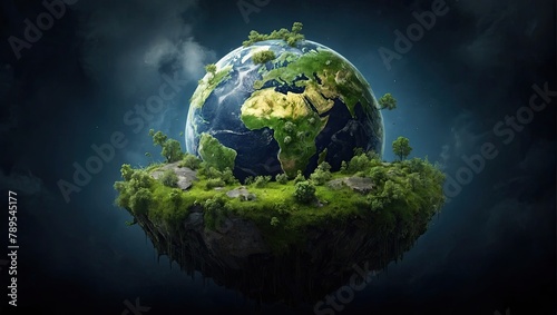 Abstract green planet Earth. The concept of nature conservation, Ecology, and the environment. © AbdurRahman