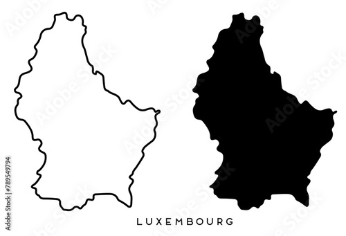 Luxembourg map outlined and black vector set