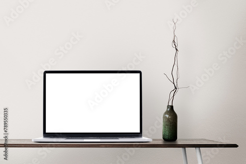 Laptop screen png mockup minimal home office