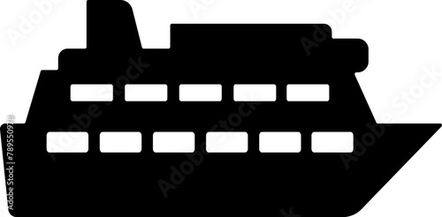 Flat ship icon as symbol for web page design of shipping or cruise