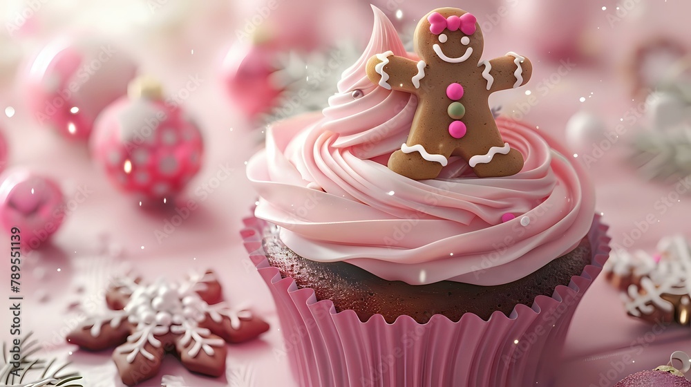 Detailed Holiday Cupcake with Playful Snowflake Decor Detailed Holiday Cupcake with Playful Snowflake Decor