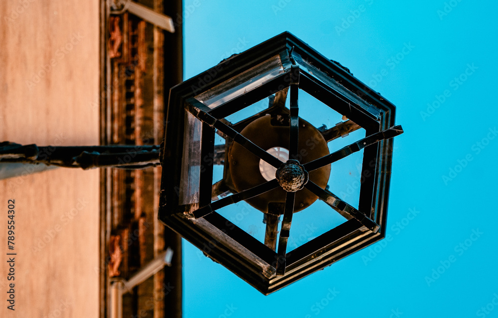 Old lamppost in the downtown of Turin, Sky View