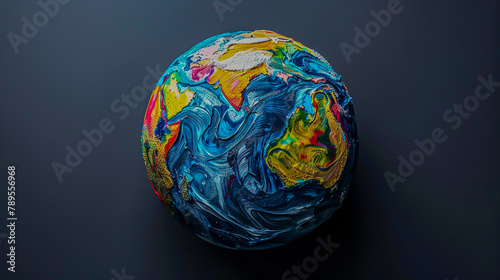 Abstract Painted Globe with Swirling Colors