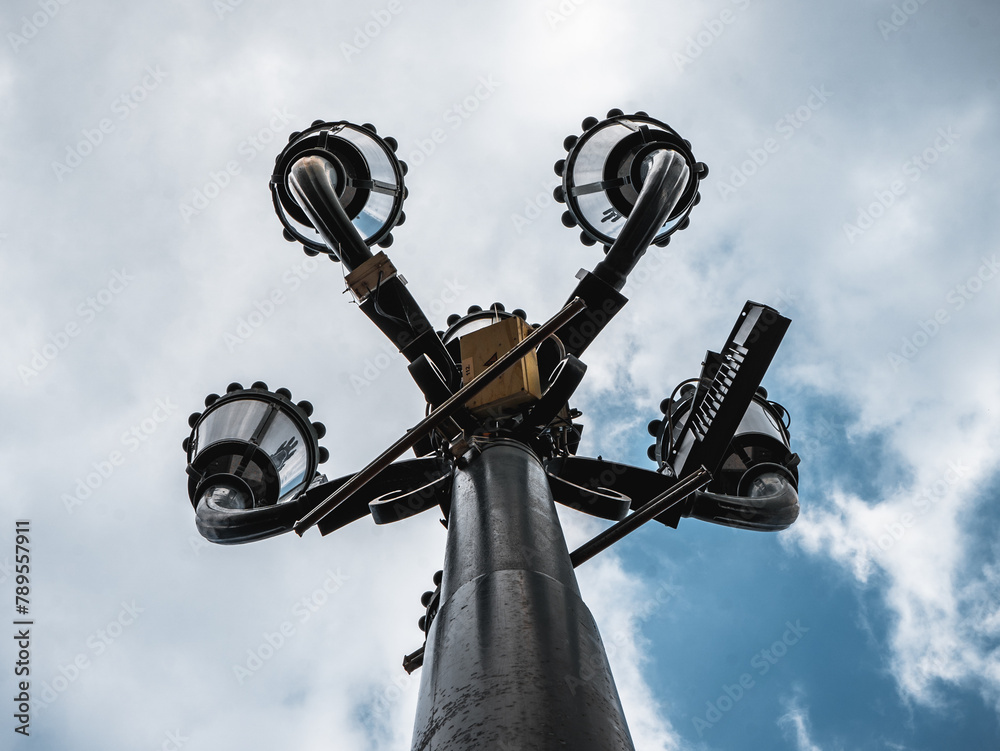 Old lamppost in the downtown of Turin, Sky View