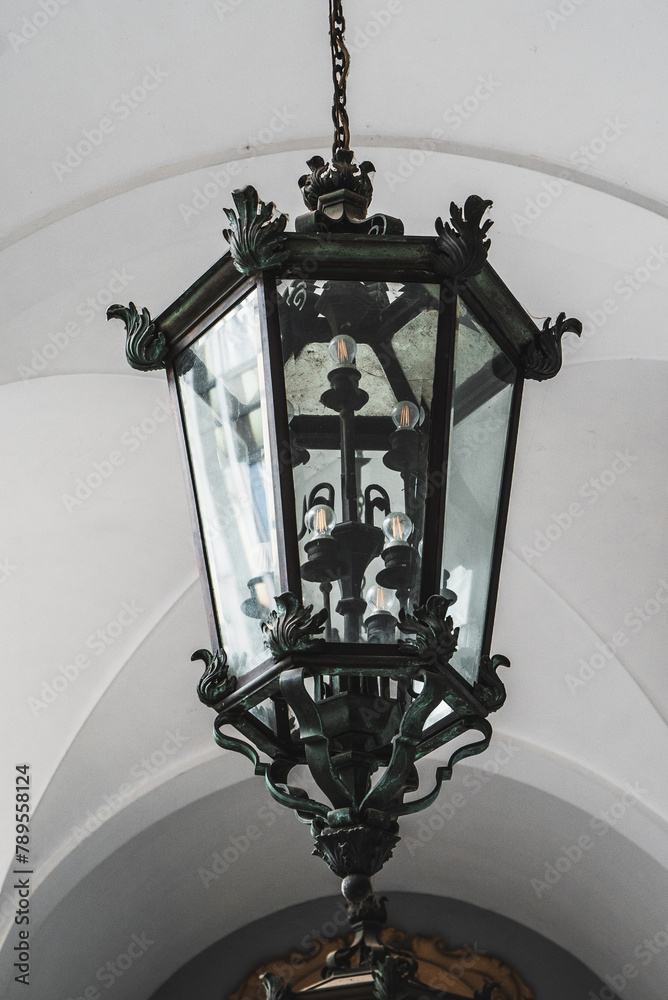 Old lamppost in the downtown of Turin