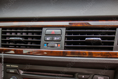 Car air conditioning panel close up photo