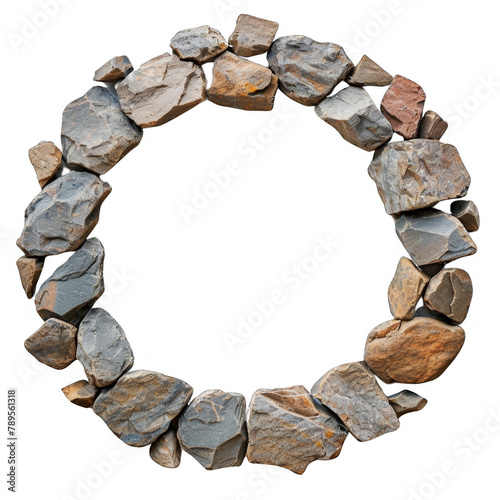 Rock stone circle frame for photo or picture with no background