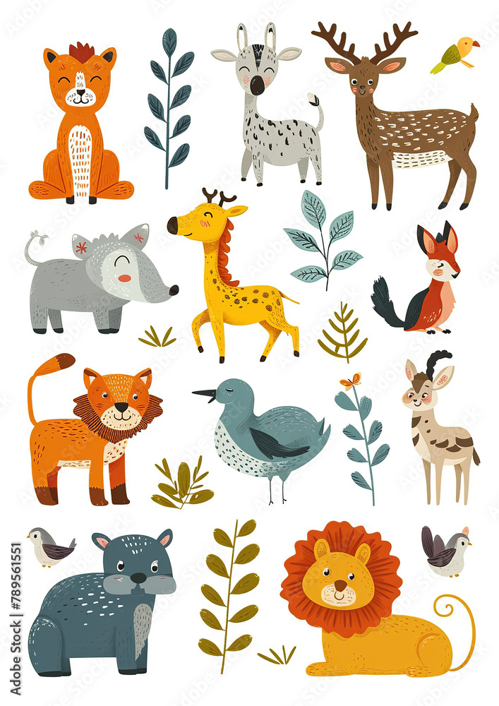 Illustration of a stacker pack of colorful cartoon animals on a white background. Illustration of a stacker pack of colorful cartoon animals on a white background.