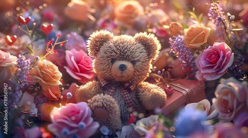 Mesmerizing Teddy Bear and Elegant Floral Display © Maquette Pro