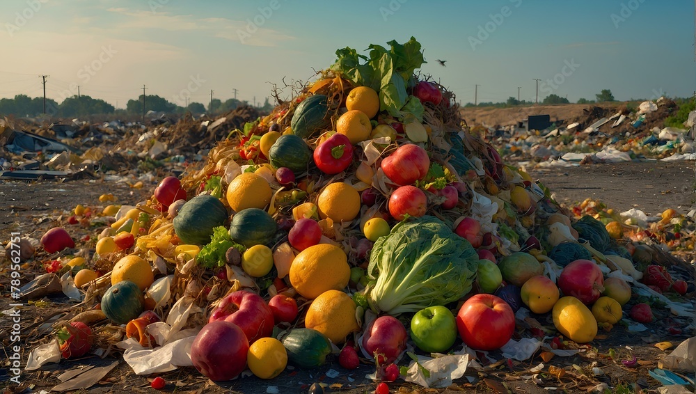 pile of food scraps. food waste. Generative ai - obrazy, fototapety, plakaty 