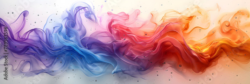 Rainbow spectrum watercolor swirls and waves illustration on transparent background.