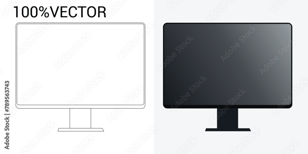 vector and line art set for monitors and televisions vector and line art set for monitors and televisions