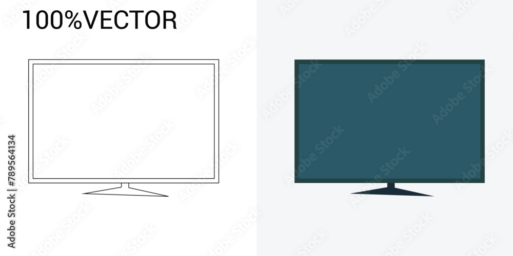 vector and line art set for monitors and televisions vector and line art set for monitors and televisions