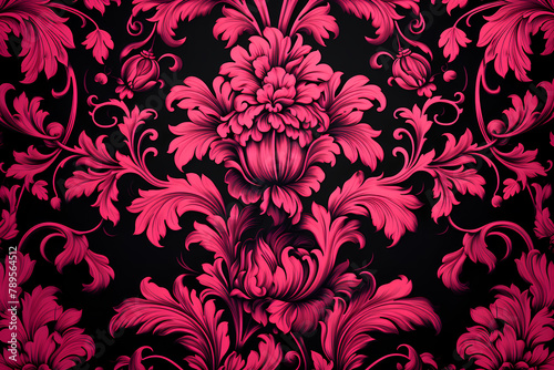 Damask pink and black backgrounds are a type of patterned background