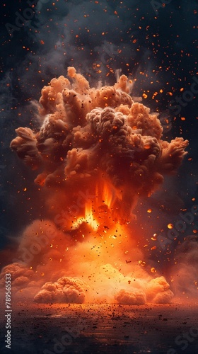 The explosion fills the scene with bright, fiery colors, contrasting sharply against the dark backdrop 8K , high-resolution, ultra HD,up32K HD