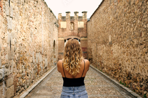 Blonde Woman Sightseeing in Spain photo