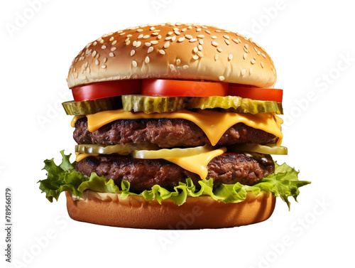 Mouth double burger Isolated On Transparent Background  photo