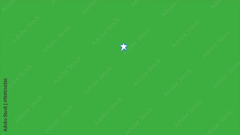 Animation video loop star moving on green screen background 