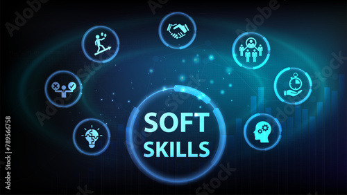 Soft skills icon set. Containing communication, empathy, assertiveness, personality, problem-solving, creativity, punctuality and work ethics icons. Solid icons vector collection. EPS 10