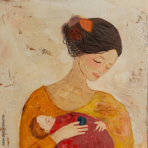 Obraz na płótnie mommy and baby w salonie