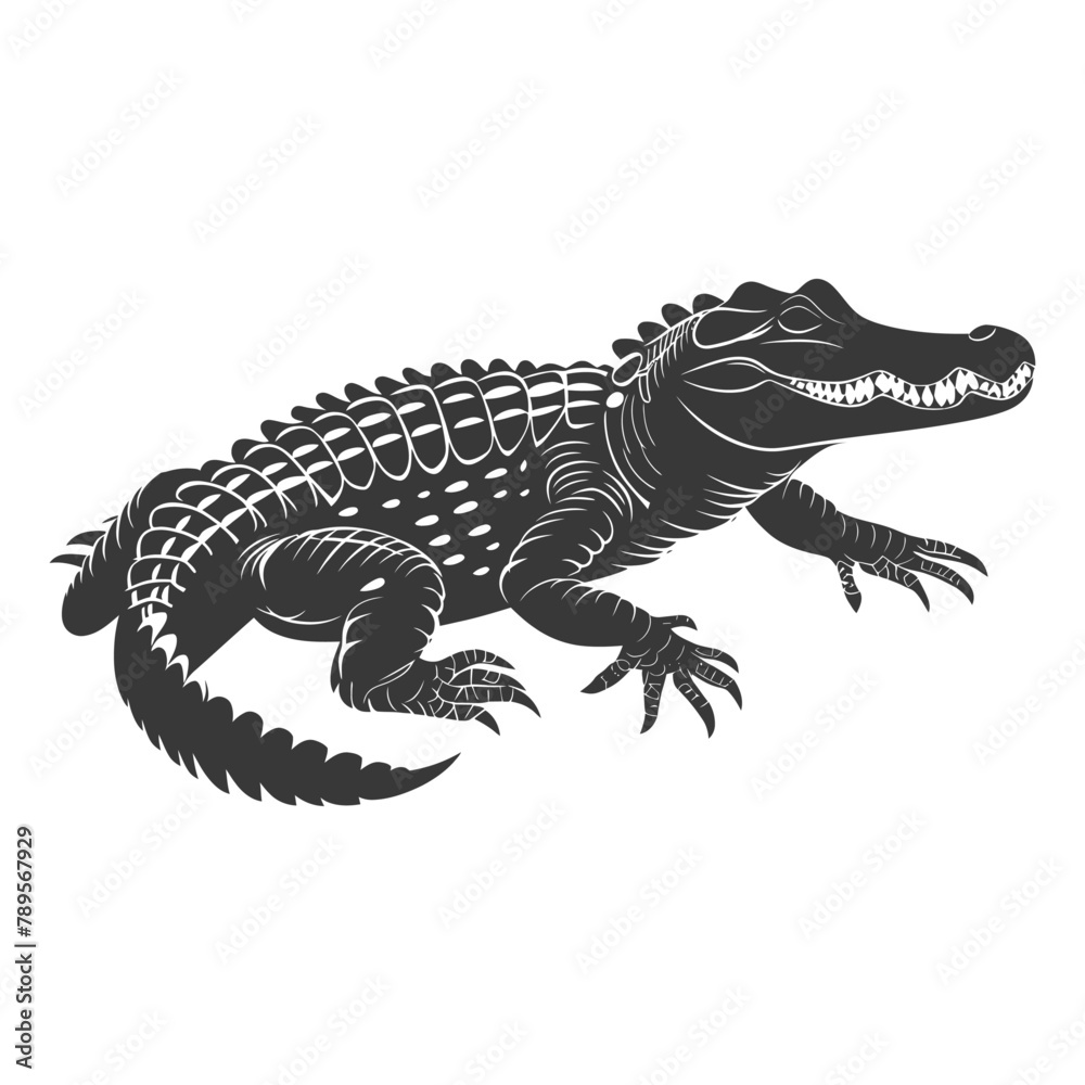 Obraz premium Silhouette alligator animal black color only full body