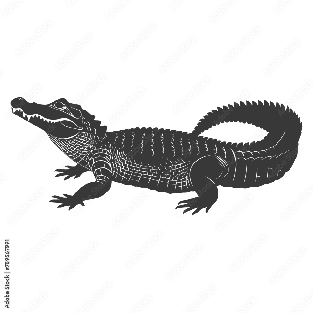 Naklejka premium Silhouette alligator animal black color only full body