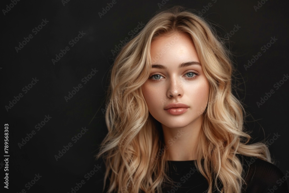 Beautiful blond woman isolated on the black background. Beautiful blond woman isolated on the black background.
