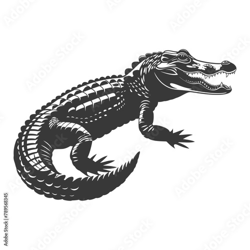 Silhouette alligator animal black color only full body © NikahGeh