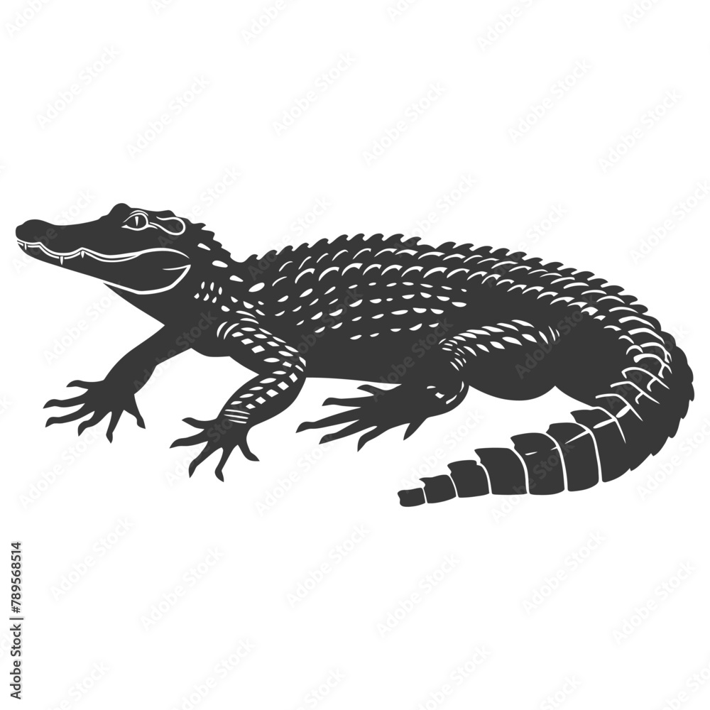 Naklejka premium Silhouette alligator animal black color only full body