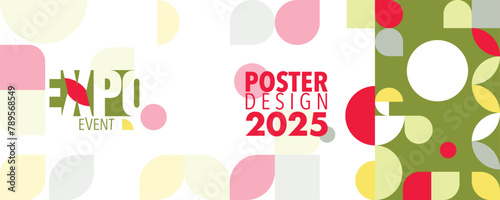 Abstract colorful expo poster design template with wavy lines for business promotions, technology and events. Vector
