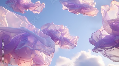 a mesmerizing sight of lilac fabric floating like gentle clouds