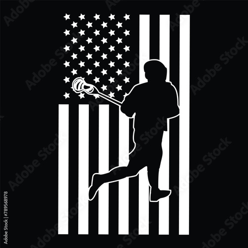 Lacrosse LAX American USA Flag
