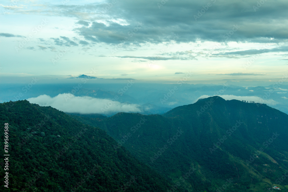 Panorama of the Andes Mountains from the Cerro las Nubes, Mount of the Clouds, in Jerico, Jericó, Antioquia, Colombia.